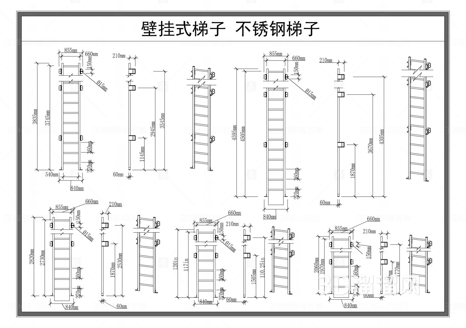 铝合金梯子结构图，不锈钢梯子与铝合金梯子