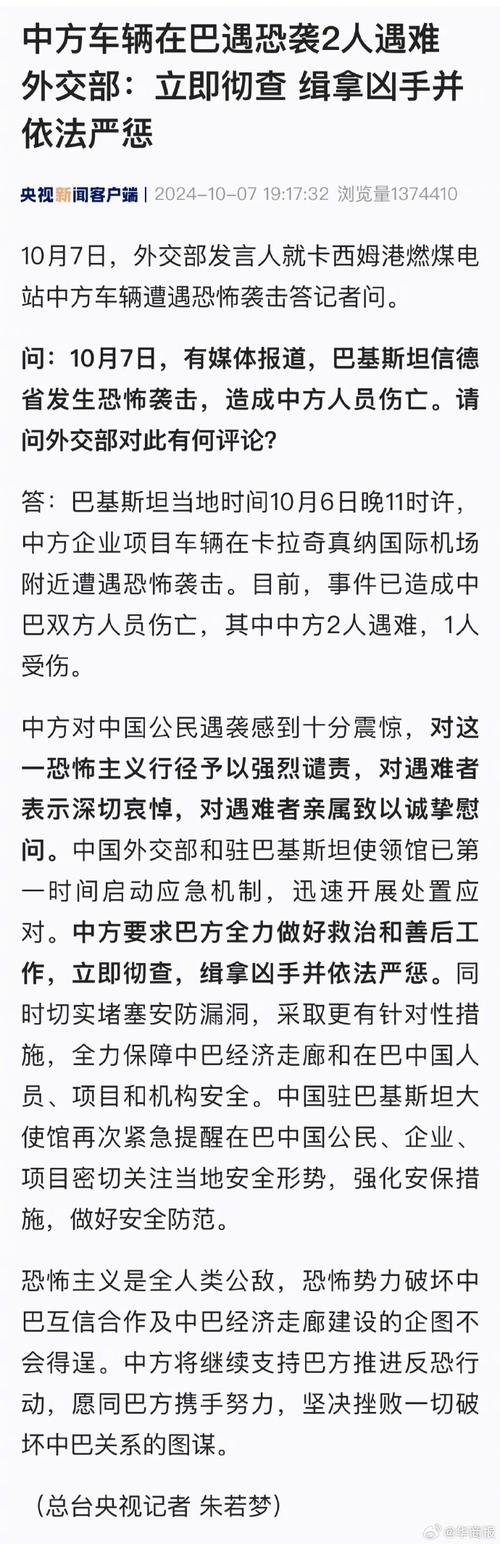 关于外交部回应巴基斯坦袭击事件的信息